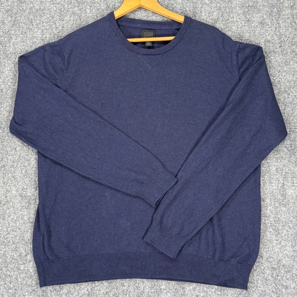 14th & Union Men's XL Navy Cotton Cashmere Crewneck Pullover Sweater